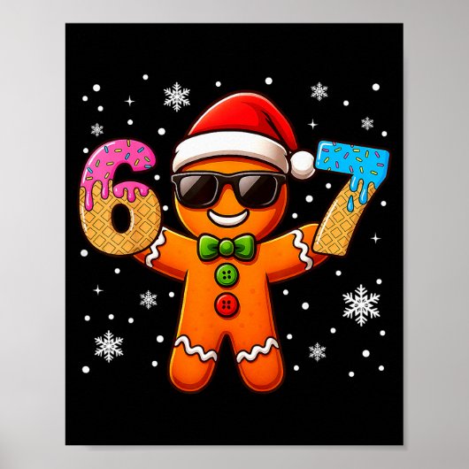 Funny Gingerbread Six Seven 67 Ice Cream Drip Chri ポスター (正面)