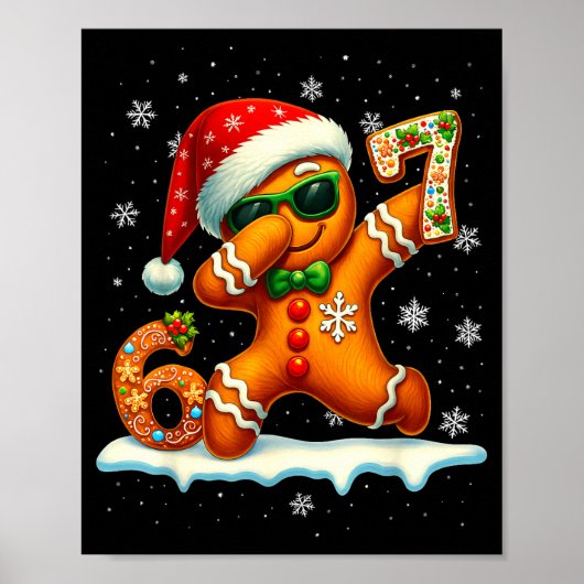 Funny Gingerbread Six Seven 67 Ice Cream Drip Chri ポスター (正面)