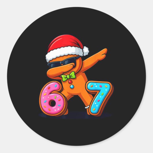 Funny Gingerbread Six Seven 67 Ice Cream Drip Chri ラウンドシール (正面)