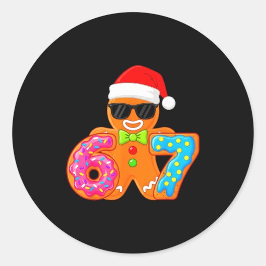 Funny Gingerbread Six Seven 67 Ice Cream Drip Chri ラウンドシール (正面)