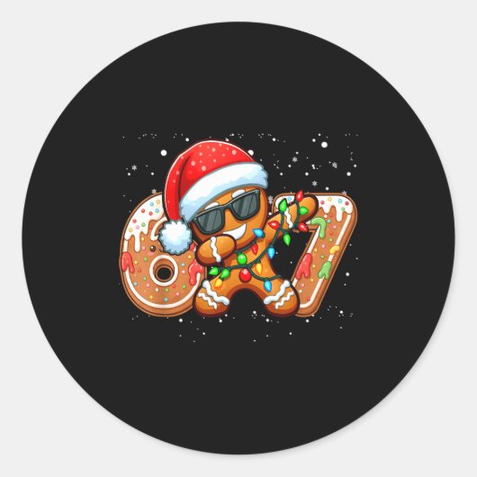 Funny Gingerbread Six Seven 67 Ice Cream Drip Chri ラウンドシール (正面)