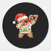 Funny Gingerbread Six Seven 67 Ice Cream Drip Chri ラウンドシール (正面)