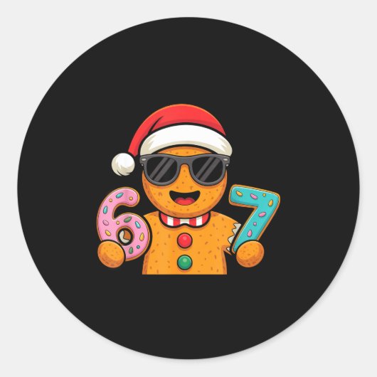 Funny Gingerbread Six Seven 67 Ice Cream Drip Chri ラウンドシール (正面)