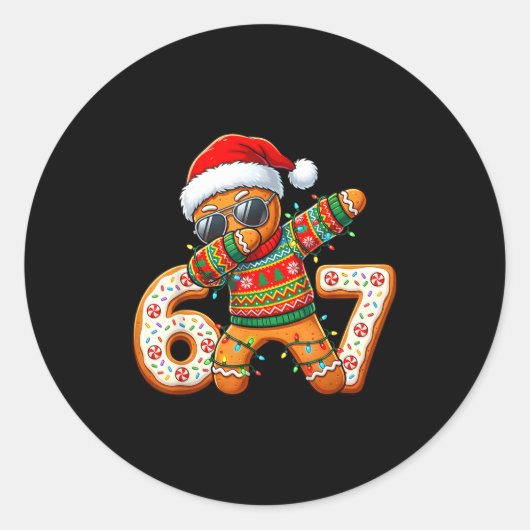 Funny Gingerbread Six Seven 67 Ice Cream Drip Chri ラウンドシール (正面)