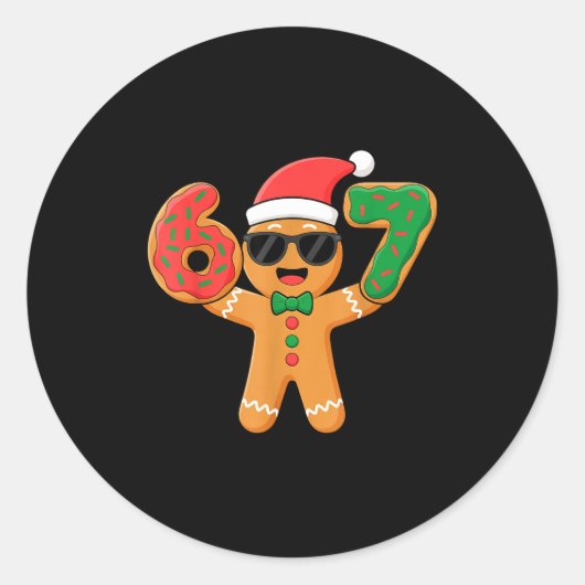 Funny Gingerbread Six Seven 67 Ice Cream Drip Chri ラウンドシール (正面)
