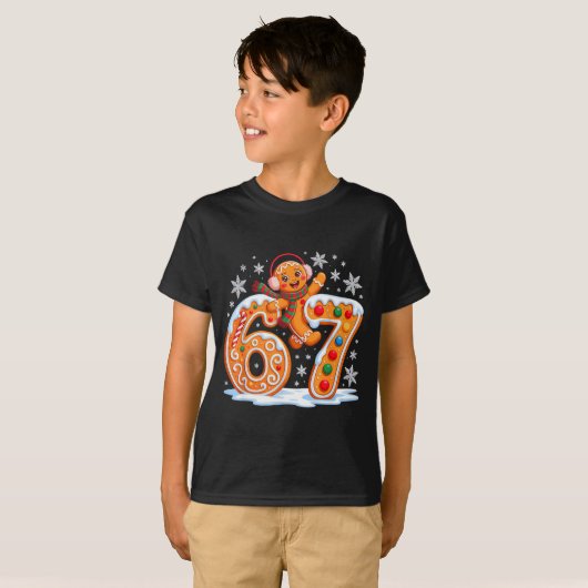 Funny Gingerbread Six Seven 67 Ice Cream Drip Chri Tシャツ (正面フル)