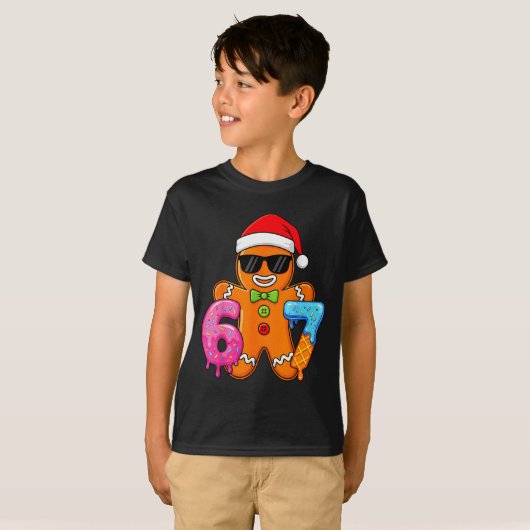 Funny Gingerbread Six Seven 67 Ice Cream Drip Chri Tシャツ (正面フル)