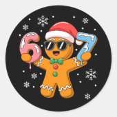 Funny Gingerbread Six Seven 67 Ice Cream Drip Xmas ラウンドシール (正面)