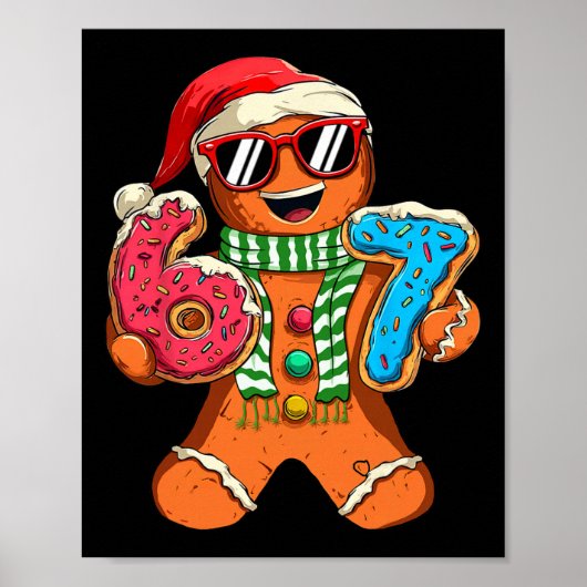 Funny Gingerbread Six Seven 67 Meme Ice Cream Chri ポスター (正面)