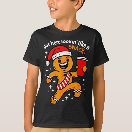 Funny Gingerbread Snack Christmas Xmas Teens Girls Tシャツ (正面)