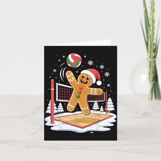 Funny Gingerbread Volleyball Player Christmas  カード (正面)