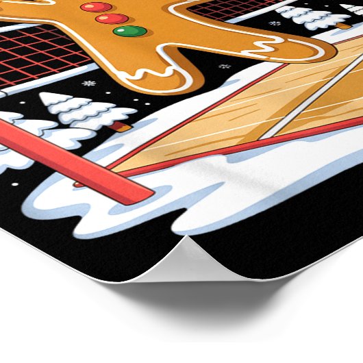 Funny Gingerbread Volleyball Player Christmas  ポスター (角)