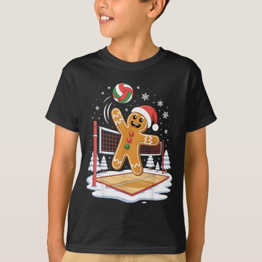 Funny Gingerbread Volleyball Player Christmas  Tシャツ (正面)