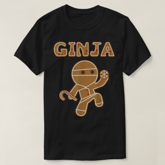 Funny Ginja Gingerbread Ninja Design Tシャツ (デザイン正面)