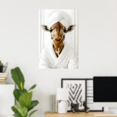 Funny Giraffe Bathroom Print, Giraffe In Bathrobe ポスター (ホームオフィス)