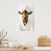 Funny Giraffe Bathroom Print, Giraffe In Bathrobe ポスター (キッチン)