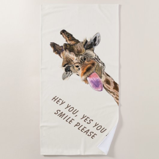 Funny Giraffe Beach Towel ビーチタオル (正面)
