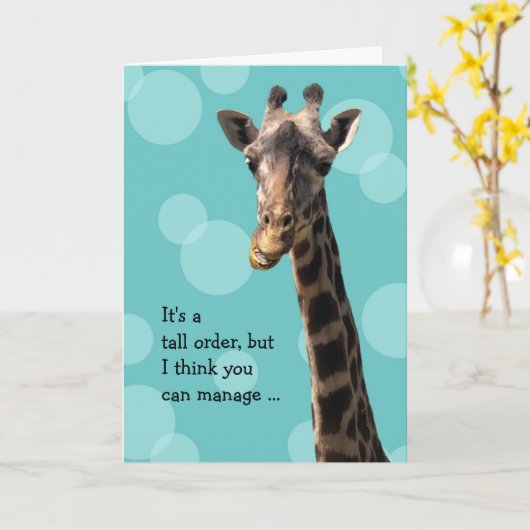 Funny Giraffe Birthday Card カード (黄色い花)
