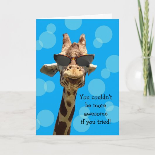 Funny Giraffe Birthday Card カード (正面)