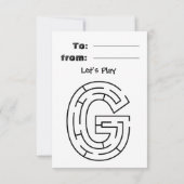 funny Giraffe Coloring Maze Classroom Valentine  サンキューカード (裏面)