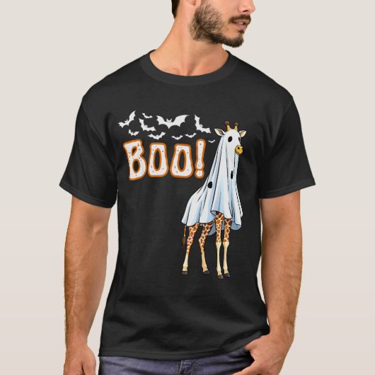 Funny Giraffe Ghost Boo Shirt Cute Animal Hallowee Tシャツ (正面)