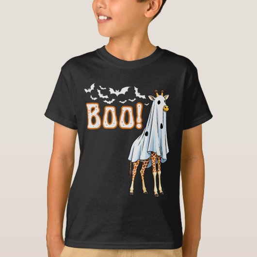 Funny Giraffe Ghost Boo Shirt Cute Animal Hallowee Tシャツ (正面)