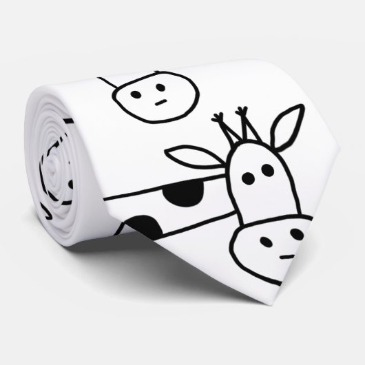 Funny Giraffe Line Drawing Doodles Quirky ネクタイ (ロール)