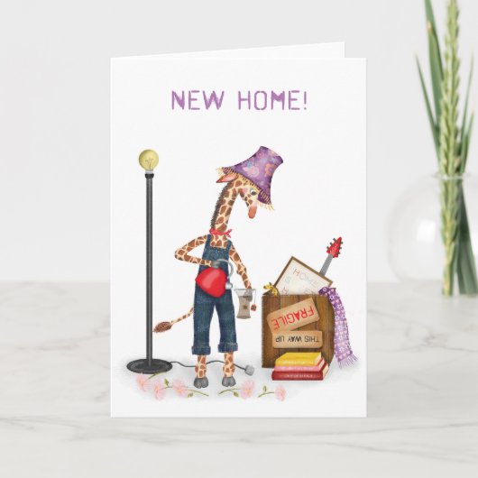 Funny giraffe new home card カード (正面)