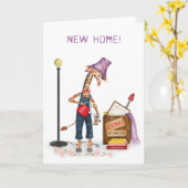 Funny giraffe new home card カード (黄色い花)