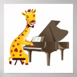 Funny giraffe playing music with grand piano ポスター<br><div class="desc">Funny giraffe playing music with grand piano Poster Anime Cartoon Comic Fiction Manga</div>