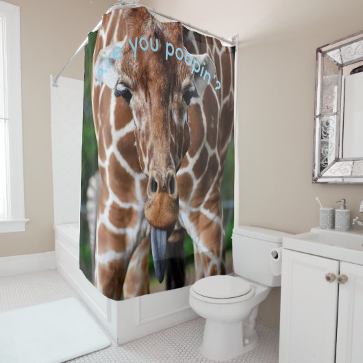 Funny Giraffe Shower Curtain “Are You Poopin’?” –  シャワーカーテン (インサイチュ)