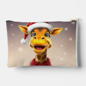 Funny giraffe wearing a Santa hat アクセサリーポーチ (裏面)