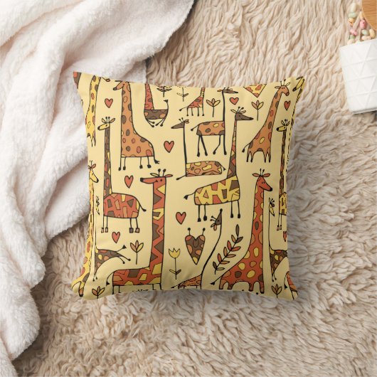 Funny giraffes sketch, seamless pattern your desig クッション (ブランケット)