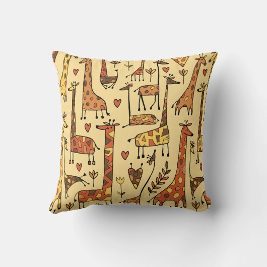 Funny giraffes sketch, seamless pattern your desig クッション (裏面)