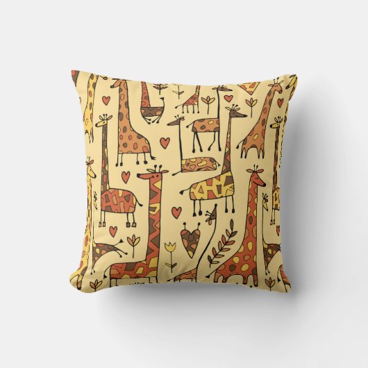 Funny giraffes sketch, seamless pattern your desig クッション (正面)