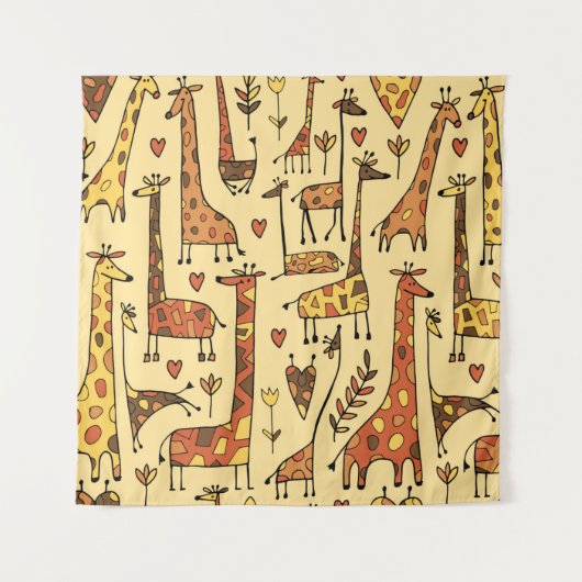 Funny giraffes sketch, seamless pattern your desig タペストリー (正面)