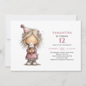 Funny Girl Birthday Invitation Printable Download 招待状 (正面)