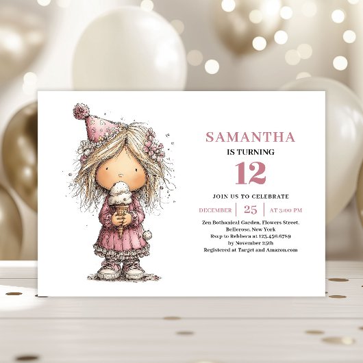 Funny Girl Birthday Invitation Printable Download 招待状