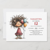 Funny Girl Birthday Playful invitation 招待状 (正面)