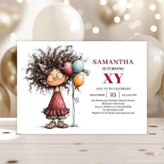 Funny Girl Birthday Playful invitation 招待状