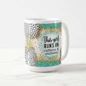 Funny Girl Runs on Caffeine Sarcasm Mug Gift Her コーヒーマグカップ (正面右)