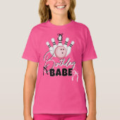 Funny Girls BOWling Birthday BABE Pink Bows Party Tシャツ (正面)
