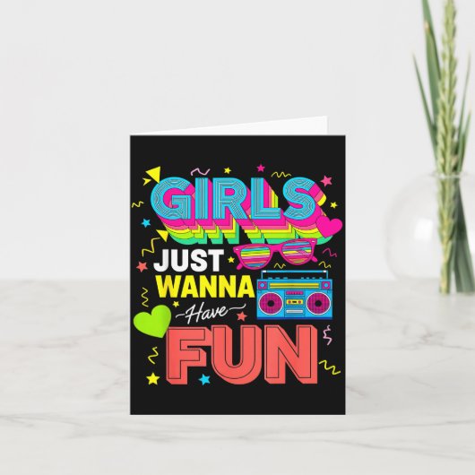 Funny Girls Just W Have Fun Awesome 70's 80's 90's カード (正面)