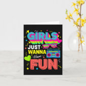 Funny Girls Just W Have Fun Awesome 70's 80's 90's カード (黄色い花)