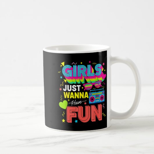 Funny Girls Just W Have Fun Awesome 70's 80's 90's コーヒーマグカップ (右)