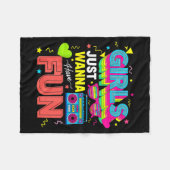 Funny Girls Just W Have Fun Awesome 70's 80's 90's フリースブランケット (正面(横))