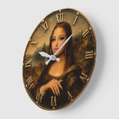 Funny Glam Mona Lisa Modern Diva Renaissance Art ラージ壁時計 (傾斜)