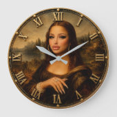 Funny Glam Mona Lisa Modern Diva Renaissance Art ラージ壁時計 (正面)