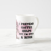 Funny Gnome Coffee Mug – Sarcastic Quote Gift for  ボーンチャイナマグカップ (正面右)