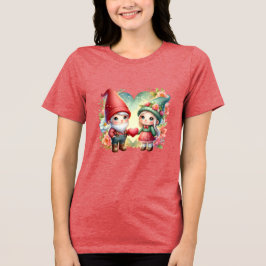 Funny Gnome for Valentine Day トライブレンドTシャツ